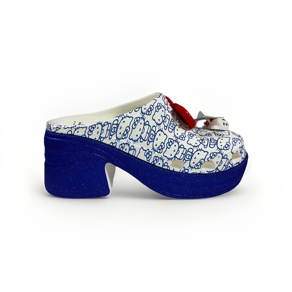 Crocs Hello Kitty 50th Anniversary Blue Glitter Siren Clog Women's 11 Men's 9 - Picture 8 of 10